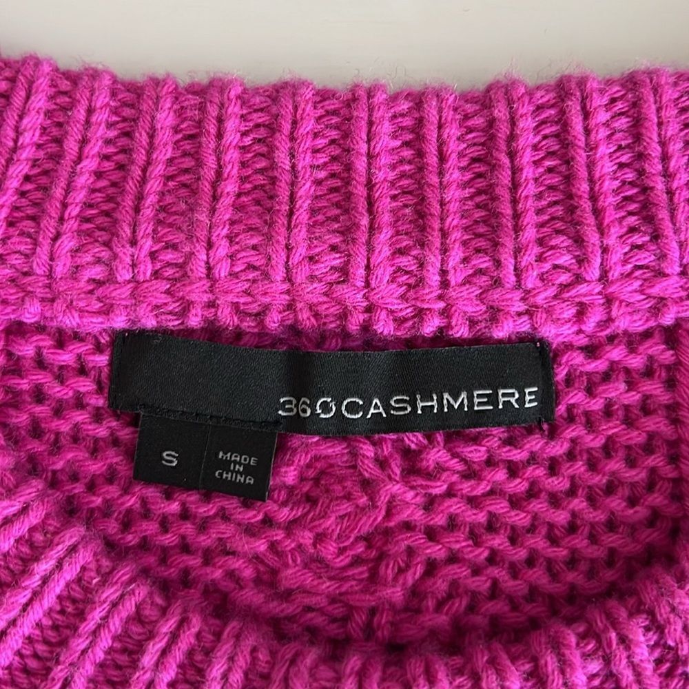 NWOT 360 Cashmere Hot Pink Chunky Knit Sweater Size S - Picture 3 of 7